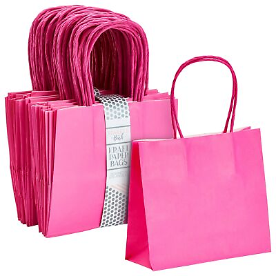 #ad #ad 50 Pack Mini Pink Gift Bags with Handles Bulk Kraft Party Favor Bags 6x5x2.5in $18.99
