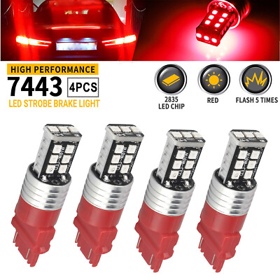 #ad 4PCS 3157 LED Brake Strobe Flash Tail Stop Light Parking Red Warning Lamp Bulbs $11.79