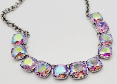 #ad Kirks Folly Dazzle Me Necklace VIOLET AURORA SILVERTONE Crystal $71.78