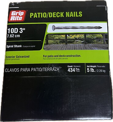 #ad 1 Pk Grip Rite 434 Ct Patio Deck Nails 10D 3quot; Spiral Shank Exterior Galvanized $24.47