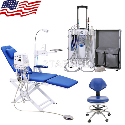 #ad Dental Rolling Delivery UnitAir Compressor Dental Chair with Turbine PU Stool $165.59
