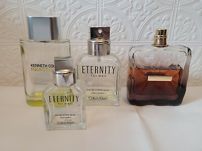 Mens Fragrance Lot Of 4 Bottles Two Empty CK Eternity Territoire $11.98