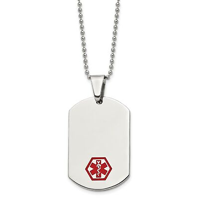 Stainless Steel Red Enamel Medical Necklace $41.99