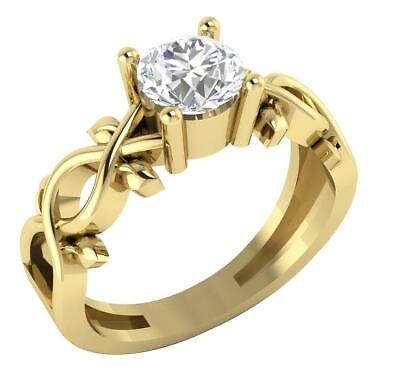 #ad Solitaire Anniversary Ring I1 H Round Natural Diamond 0.90 Carat 14K Yellow Gold $1754.75