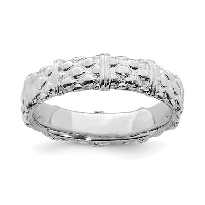 #ad Sterling Silver Stackable Expressions Rhodium Ring $30.07