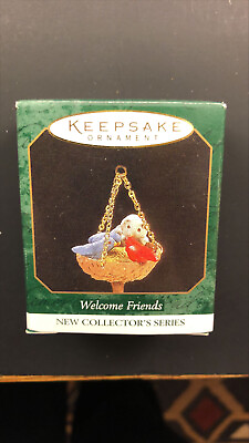 #ad 1997 Hallmark Keepsake Ornament Miniature Welcome Friends Squirrel amp; Birds $9.49
