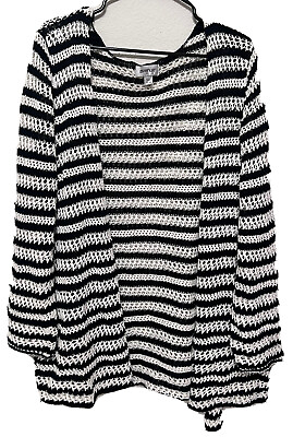 #ad Avenue Women’s Striped Long Sleeve Open Front Knit Sweater Cardigan Size 18 20 $12.98