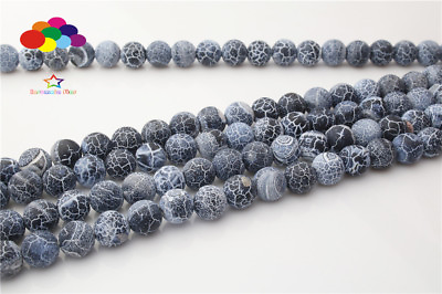 #ad Newest Diy 6 8 10 mm Natural black Weathered Stone Round Beads fit Yoga bracelet $3.89