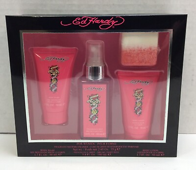 #ad Ed Hardy Women#x27;s Perfume Fragrance Set Body Wash Body Lotion Body Mist amp; Bath $24.98