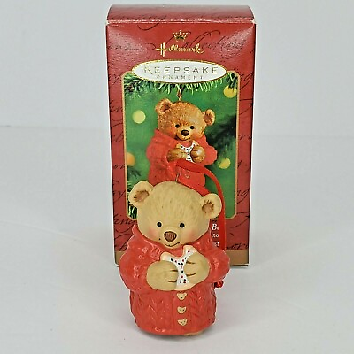 #ad Hallmark Christmas Ornament Snuggly Sugar Bear Bell 2001 Cookie Feet Dangle $9.97