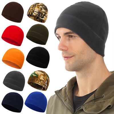 #ad Men Women Warm Beanie Hat Fleece Ski Skull Unisex Cap Outdoor Travel Hats C $4.39