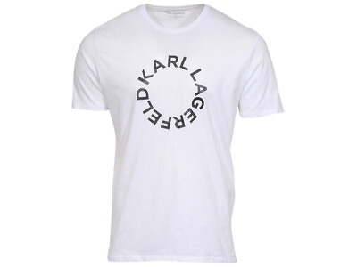 Karl Lagerfeld Paris Men#x27;s Circle Logo T Shirt Short Sleeve White $26.95