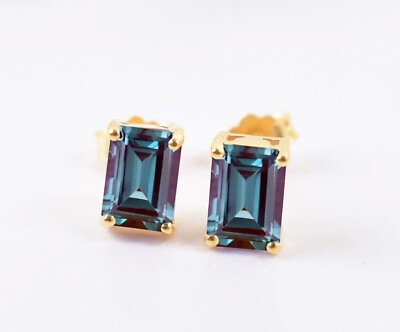 #ad Alexandrite Octagon Yellow Gold Earring Studs Anniversary Gift Color Changing $36.79