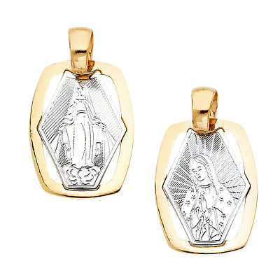 #ad 14K Two Tone Gold Guadalupe Religious Pendant For men Women Guadalupe Pendant $113.61