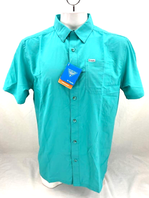 #ad NEW Columbia Slack Tide Camp C2001MP PFG Ocean Teal SS Button Up Shirt Men#x27;s L $29.99