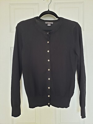 #ad Covington Cardigan Sweater Women#x27;s Size Large Black Button Up Long Sleeves $9.95