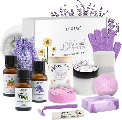 #ad Bath Gift Set 18pc French Lavender Relaxation Spa Gift Basket for Women amp; Men $53.99