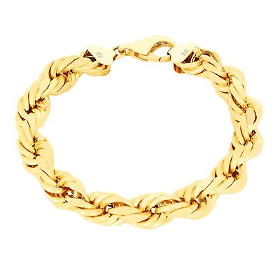 #ad 10K Yellow Gold 10mm Rope Diamond Cut Mens Wide Thick Chain Bracelet 8quot; 8.5quot; 9quot; $718.98