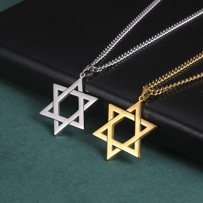 #ad Amaxer Star of David Pendant Necklace Israel Jewish Stainless Steel Jewelry Gift $7.18