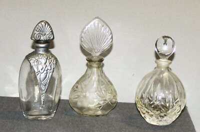 #ad Collectible vanity crystal glass perfume bottles with stoppers $20.00