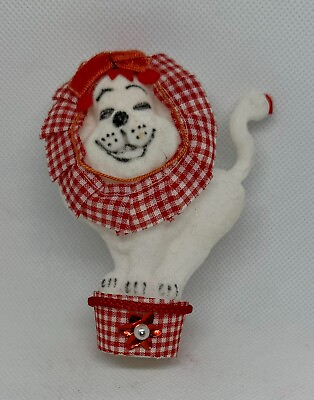 #ad Flocked Circus Ornament White Lion Christmas Vintage 60s 70s $6.00