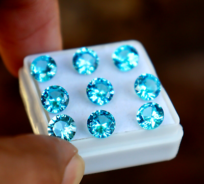 #ad Natural Blue Aquamarine Round Shape 18 20 Ct Loose Certified Gemstone $18.39