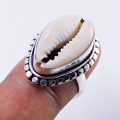 #ad Natural Money Cowrie Shell 925 Sterling Silver Plated Jewelry Ring Us Size 6.5#x27;#x27; $10.99