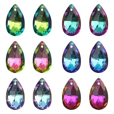 #ad Crystal Teardrop Pendants 13x22mm Glass Drop Beads Jewelry Making Charms 20Pcs $11.53