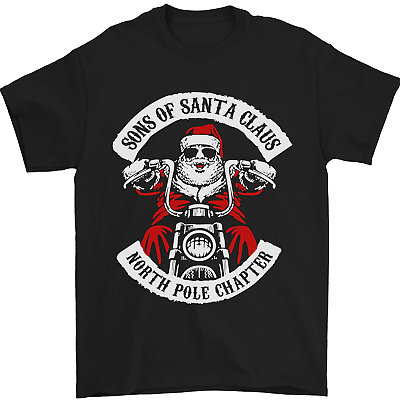 #ad Sons of Santa Biker Motorcycle Christmas Mens T Shirt 100% Cotton GBP 8.49