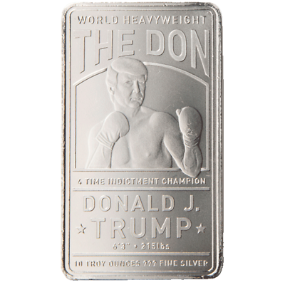 #ad Donald Trump The Don 4 Time Indictment Champion 10 oz .999 Fine Silver Bar $298.66