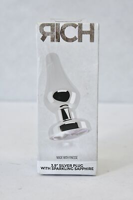 #ad Rich R1 Silver Plug 3.9quot; Clear Sparkling Sapphire Bottom Design Luxury Adult Toy $27.99