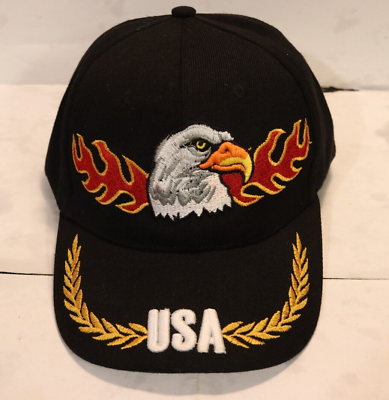 #ad American USA Bald Eagle Patriotic Hat Baseball Cap Embroidered Black Dad Gift $11.03