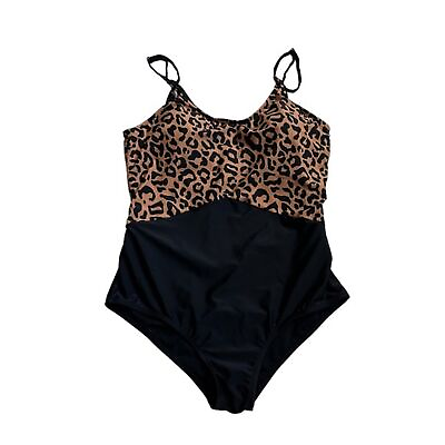 #ad Coral Reef The Sailor Black and Leopard One Piece Swim Bathing Suit size Medium $28.99