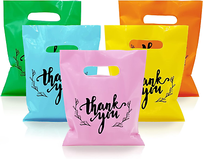 #ad 100 PCS Small Thank You Merchandise Bags Plastic Goodie Bags Party Fav $10.99