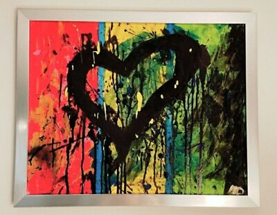 #ad Original Abstract Painting Crying Heart 18x22 Wall Art Gift Home Office $89.99