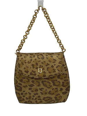 #ad Eric JAVITS Leopard Metallic Gold Chain Mini Handbag Clutch Purse NYC $39.00