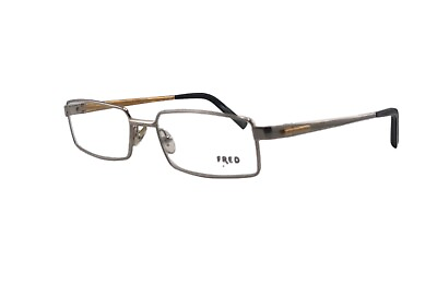 #ad FRED Lunettes Elbe Silver C1 002 Rectangle Eyeglasses Frames 56mm 20mm 135mm $360.00