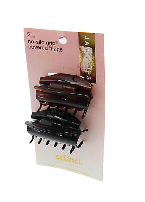 #ad Scunci Elevated Basics No Slip Grip Hidden Hinge Hair Jaw Clips 2 Pack $7.79