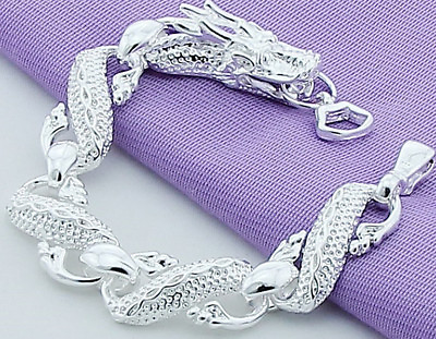 #ad 925 Sterling Silver Bracelet Women#x27;s 7 1 2quot; Dragon Link Chain w GiftPg D502 $30.95