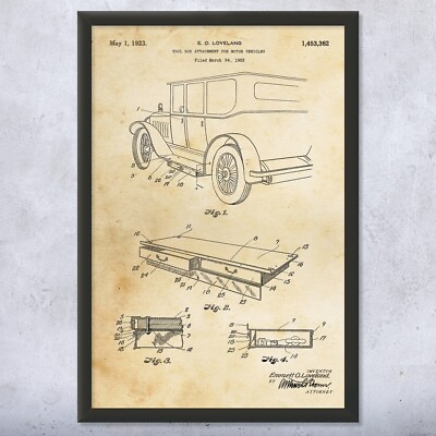 #ad Framed Car Tool Box Wall Art Print Vintage Car Art Gearhead Gift Body Shop Art $139.95