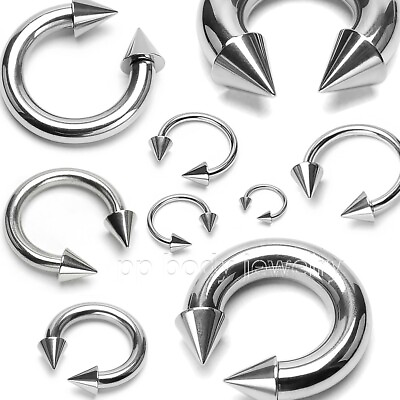 #ad 2pcs. Surgical Steel Spike Horseshoe Circular Barbell Lip Earring Septum 20G 2G $11.76