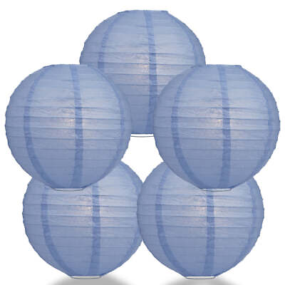 #ad 5 PACK 14quot; Serenity Blue Round Paper Lantern Even Ribbing Hanging Decoration $8.47