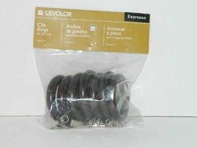 #ad Levolor Espresso Wood Clip Rings for 1 3 8” Rod Brown Modern Elegant Silver Clip $8.99