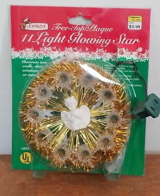 #ad VINTAGE 11 LIGHT GLOWING STAR CHRISTMAS TREE TOPPER Tinsel Angel 5.5quot; $16.88
