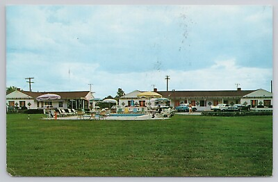 #ad Lee Motel Columbus Ohio OH 1960s Postcard Broad Street Rt. 40 Swimming Pool AAA $10.95