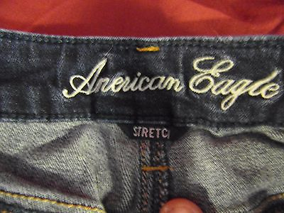 #ad Fashion Design Pocket Rare Size 2 Long American Eagle Stretch Skinny Blue Jeans $22.49