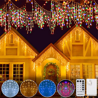 #ad 13 130ft Curtain Icicle String Lights Wedding Party 96LED Fairy Xmas In Outdoor $6.99