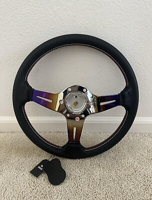 #ad 350mm Deep Dish Steering Wheel Fit 6 hole Hub Like Vertex Nardi NRG Grip $189.99