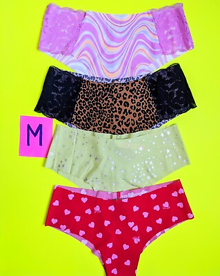 #ad Victoria#x27;s Secret PINK Size M Seamless Cheeky Panty Bundle Lot of 4 $34.99