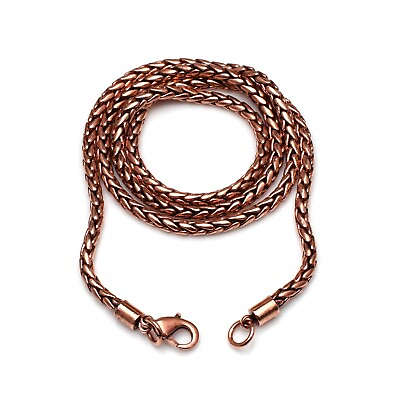 #ad Oxidized Copper Chain Necklace Pure Copper Wheat Chain Solid jewelry Chain $15.63